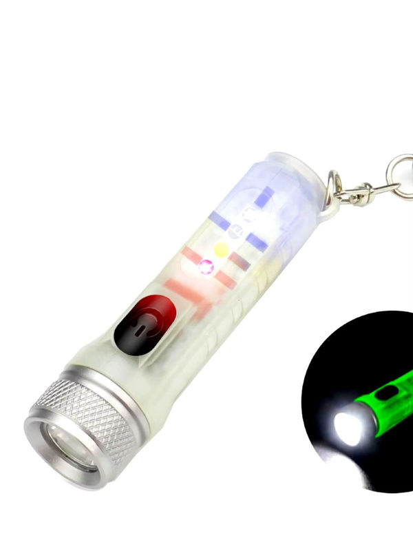 BALDR Multifunktionale Mini-Schlüsselanhänger-Taschenlampe in Silber, wiederaufladbare LED-Notfall-Taschenlampe mit Magnet und Fluoreszenz-Funktion - Bild 7