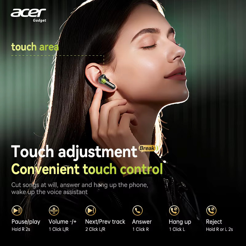 Acer In-Ear Wireless Bluetooth-Kopfhörer mit ANC aktiver Geräuschunterdrückung, HD-Anrufen und Dolby Surround Sound in Schwarz oder Weiß - Bild 5