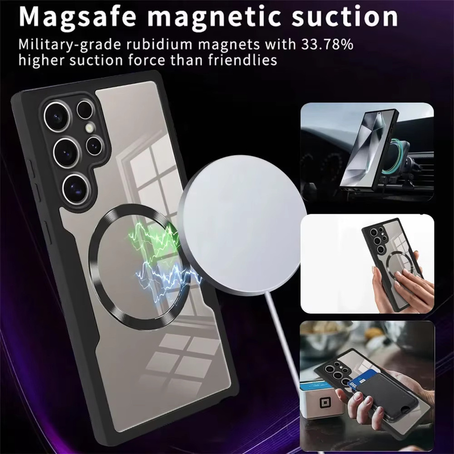 Stoßfeste 360 Grad Schutzhülle für Samsung Galaxy S26 S25 S24 S23 S22 Ultra Plus FE transparent und pink mit kabellosem Laden - Bild 2