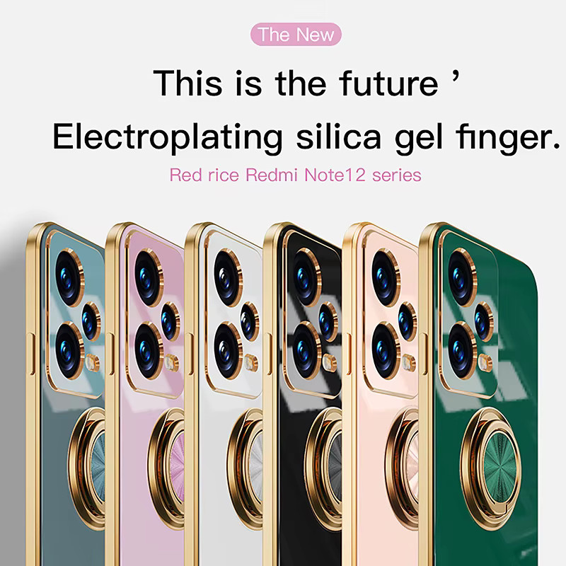 Luxus Handyhülle mit Metallring für Xiaomi Poco C65 X5 X6 M6 M4 Pro 5G Redmi 13C 4G Note 13 12 Pro Plus in Pink - Bild 2