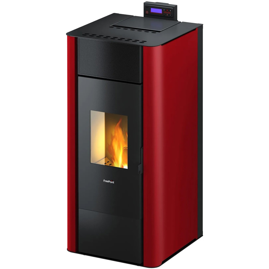Freepoint Pelletofen Tesis in Bordeaux Rot mit 22,8 kW Leistung und wasserführendem System - Bild 2