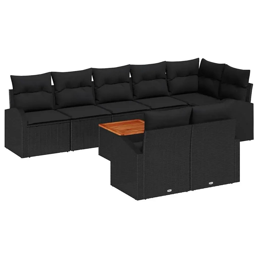 vidaXL Garten-Sofa-Set 9-teilig aus Poly Rattan in Schwarz - Bild 2