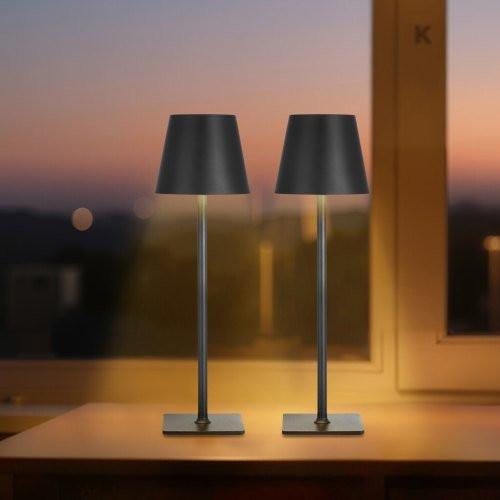 VEVOR Akkuschreibtischlampen 2er-Pack Schwarz mit stufenloser Dimmung und 5200mAh Akku für Restaurant, Schlafzimmer und Outdoor - Bild 1