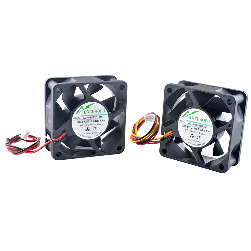ANCHAOPU Kühlventilator DC12V 0,23A 3000U/min Mini-Gehäuse CPU-Lüfter zur Wärmeableitung, Schwarz, B/T/H: 6,0 x 6,0 x 2,5 cm - Bild 2