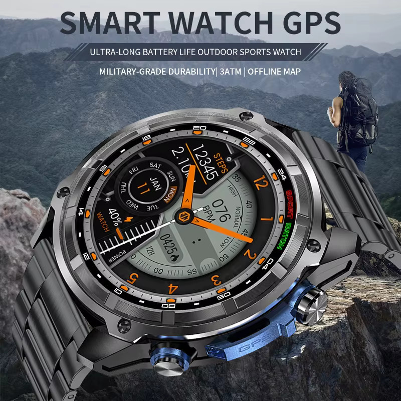 LIGE Smartwatch, Edelstahl, Schwarz, GPS - Bild 2