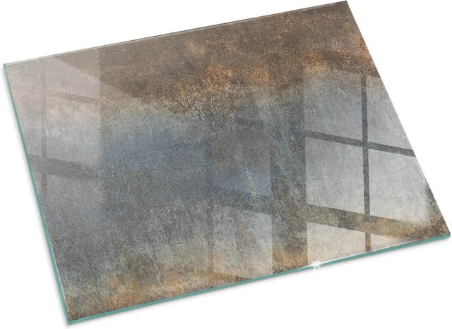 Tulup Glasplatte für Kamin mit abstraktem Texturmuster in Braun, B/T/H: 80 x 60 cm - Bild 1