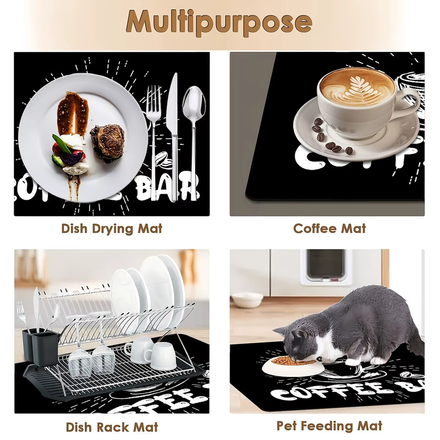 VIKAMA Kaffeematte für Kaffeemaschinen, wasserdicht, ölbeständig und hitzebeständig, Schwarz - Bild 4