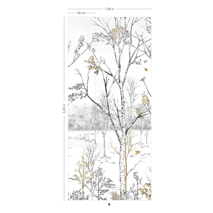 Isidore Leroy Wandbild Nunavut Dore Panel B in Grau und Gelb mit abstrakter Winterlandschaft - Bild 1