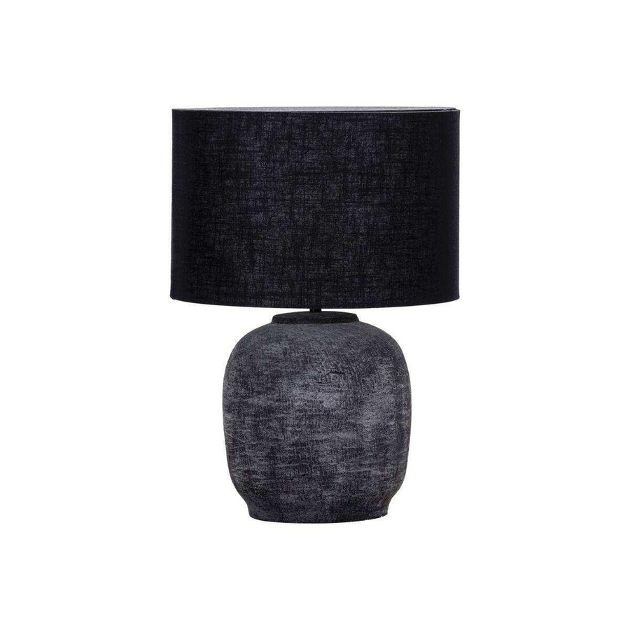 House Doctor Tischlampe Tahi aus Ton mit Textilschirm in Schwarz, Höhe: 65 cm - Bild 1