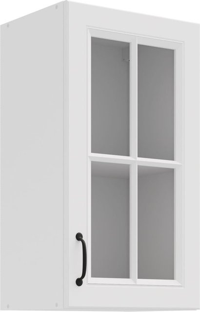 Glashängeschrank Stilo in Weiß im Landhausstil mit Glastüren und Einlegböden, Breite: 40 cm - Bild 1