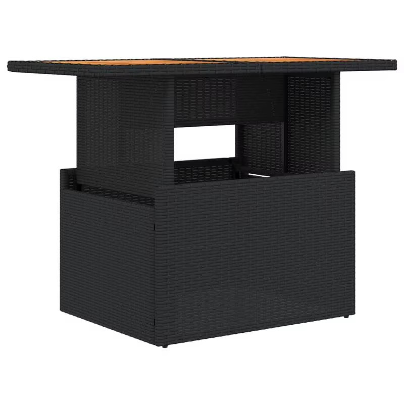 vidaXL Gartentisch aus Polyrattan und Akazienholz in Schwarz, B/T/H: 100 x 55 x 73 cm - Bild 2