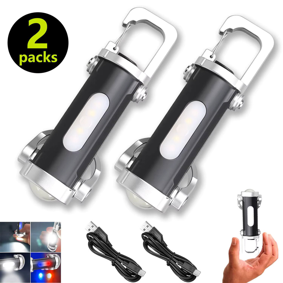 Heinast LED COB Schlüsselanhänger Taschenlampe mit Haken, wiederaufladbare Notfall-Arbeitslampe in Schwarz - Bild 6