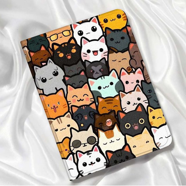 Xiaomi Tablet Hülle mit Cartoon Katze und Blumen für Redmi Pad 5 6 6s 7 7s SE Pro Plus Max 11 12,4 Zoll Multicolor - Bild 1