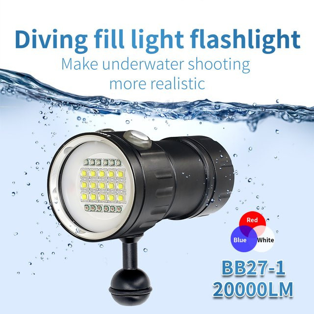 LetonPower LED Unterwasser-Taschenlampe mit 20000 Lumen und 6 x XHP70 LEDs, wasserdichte taktische Beleuchtung in Schwarz für Fotografie und Video - Bild 1