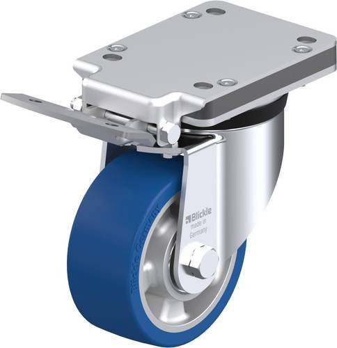 Blickle Lenkrolle LK-ALBS 127K-IS mit Feststeller, Rad-Durchmesser: 125 mm, Tragfähigkeit: 450 kg, Farbe: Silber - Bild 1