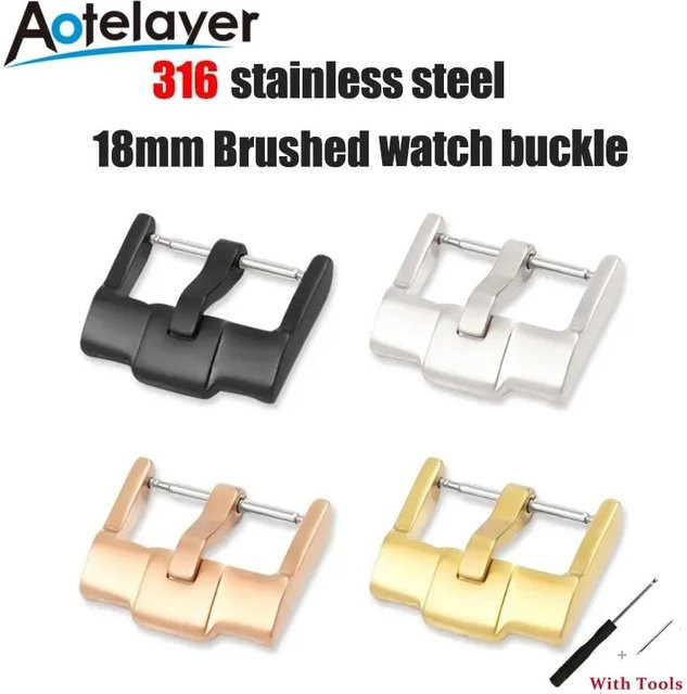 Aotelayer Uhrenschnalle Edelstahl, Silber, Unisex, 18 20 22 24mm - Bild 1