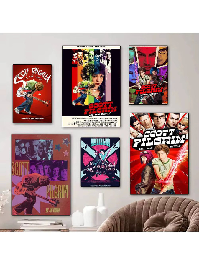 Selbstklebendes Vintage-Film-Poster Scott Pilgrim VS The World als Retro Wandaufkleber zur Wanddekoration - Bild 6