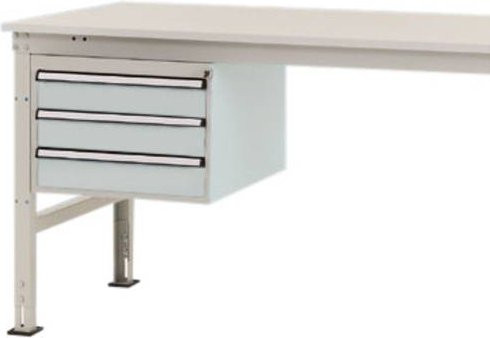 Manuflex Gehäuse-Unterbau Mobil ZB4617.7035 in Grau-Weiß mit 3 Schubfächern, Nutzhöhe: 30 cm, für Tischtiefe: 120 cm - Bild 1