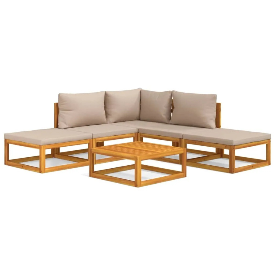 vidaXL 6-tlg Garten-Lounge-Set Modell 4 aus Akazien-Massivholz in Braun mit beigen Kissen - Bild 2