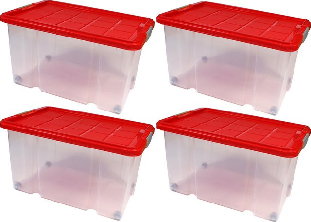 BigDean 4er Set XL Eurobox mit Deckel und Rollen, rot, B/T/H: 60 x 40 x 32,5 cm - Bild 1