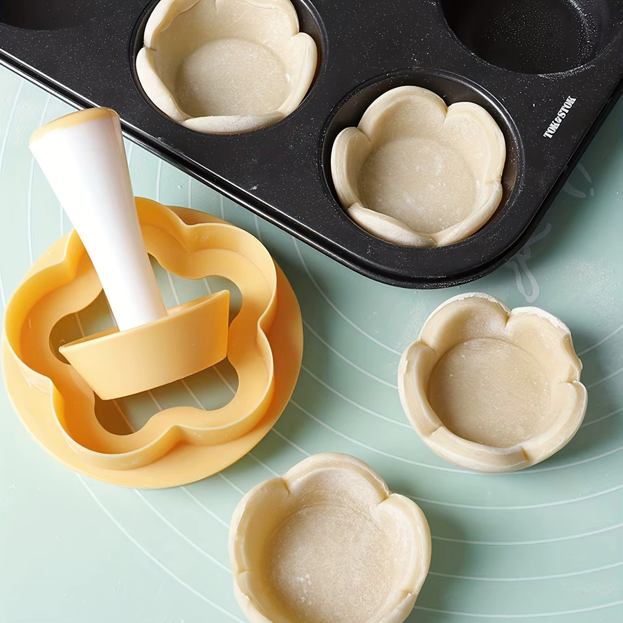 YOCITY 5-teiliges Gebäck-Teigstampfer-Set in Gelb mit Blumenformen aus Kunststoff für kreatives Backen und DIY-Kekse - Bild 3