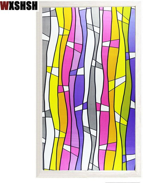 WXSHSH Sichtschutzfolie mit buntem geometrischem Muster, abnehmbare matte Fensterfolie für Privatsphäre, Mehrfarbig - Bild 1