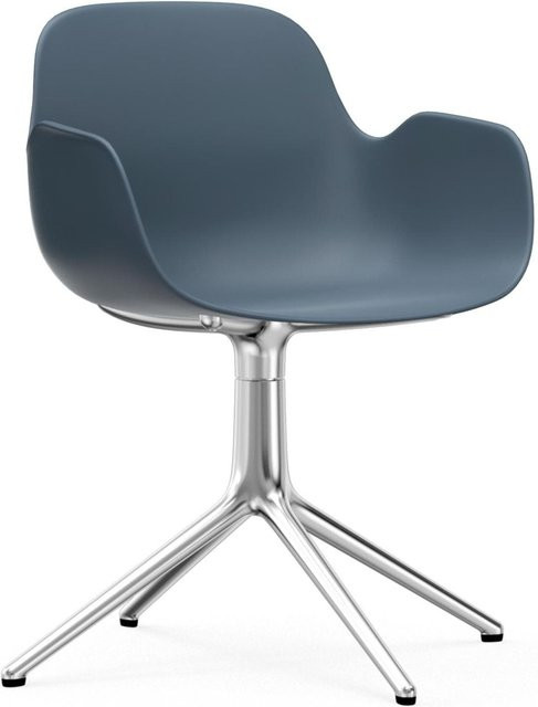 Normann Copenhagen Form Drehsessel in Blau mit Armlehnen und Metallgestell - Bild 1