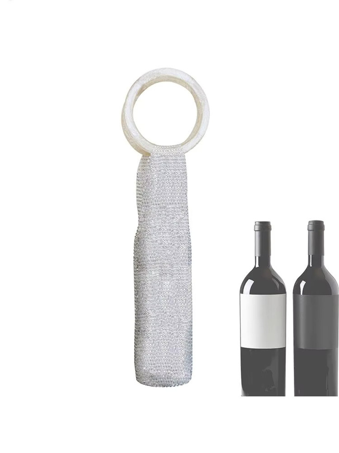 Glitzernde Wein-Tragetasche in Silber und Weiß für 750 ml Weinflaschen mit stabilem Griff - Bild 2