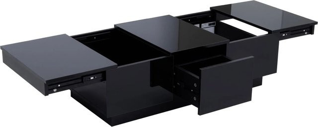 okwish Couchtisch Rechteckig in Schwarz mit Schubladen und Schiebefach, B: 100 cm, T: 50 cm, H: 31 cm - Bild 1