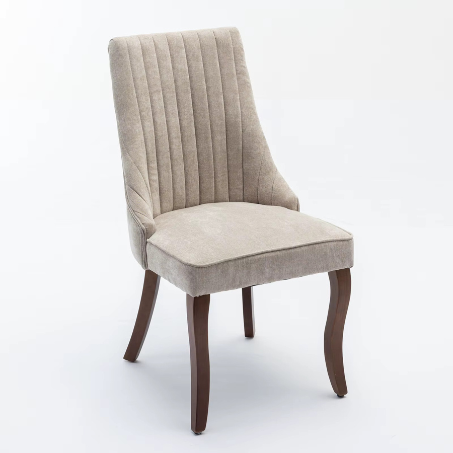 2er-Set Svintora Esszimmerstühle aus Chenille-Stoff in Beige oder Grau mit Massivholzbeinen und dekorativem Nagelkopfbesatz, B: 50 cm, H: 95 cm - Bild 2