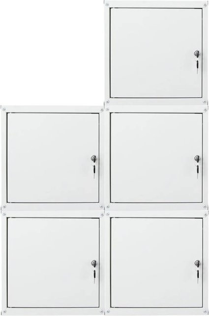 PROREGAL Schließfachwürfel Cubic Set aus Stahlblech, 5 Stück, Grau, H x B x T: 35 x 35 x 35 cm - Bild 1
