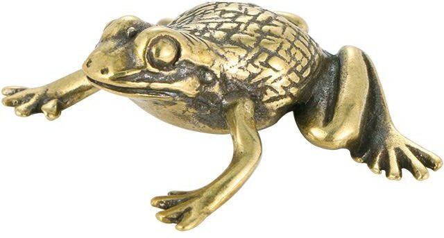 Yiran Furniture Kupfer Frosch Kröte Statue in Antik Messing Optik als Deko-Ornament für Schreibtisch und Wohnzimmer in Gold - Bild 1
