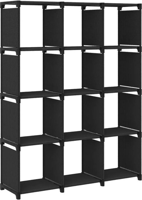 vidaXL Würfel-Regal mit 12 Fächern in Schwarz aus Stahl und Stoff, B/T/H: 103 x 30 x 141 cm - Bild 1