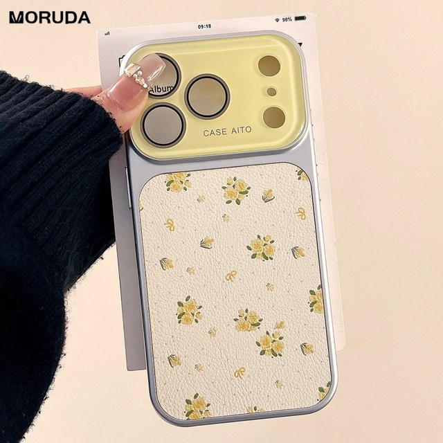 NUCWIN Handyhülle mit Blumenmuster und großem Fenster für iPhone, stoßfest und ultradünn, lila/mehrfarbig - Bild 1
