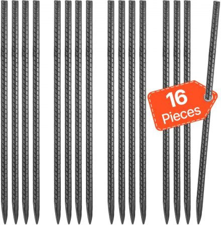 VEVOR Bodenanker I-Typ aus verzinktem Stahl, 16er-Pack, Durchmesser: 11,5 mm, Höhe: 40,64 cm - Bild 1