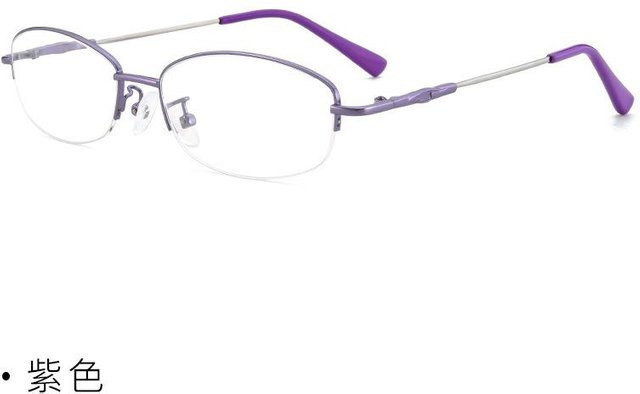 TGCYEYO Brillenrahmen Halbrand, Oval, Metall, Violett, Unisex - Bild 1