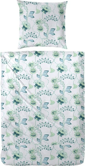Vario Feinbiber Bettwäsche aus Baumwolle mit floralem Naturdesign, Winterflanell, B/H: 135 x 200 cm - Bild 1