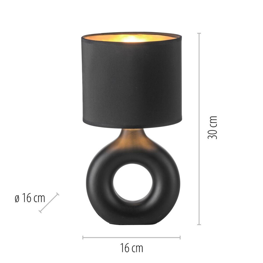 Just Light Tischleuchte Carara in Schwarz mit Keramik und Stoff, H: 30 cm, B: 16 cm, T: 16 cm - Bild 2