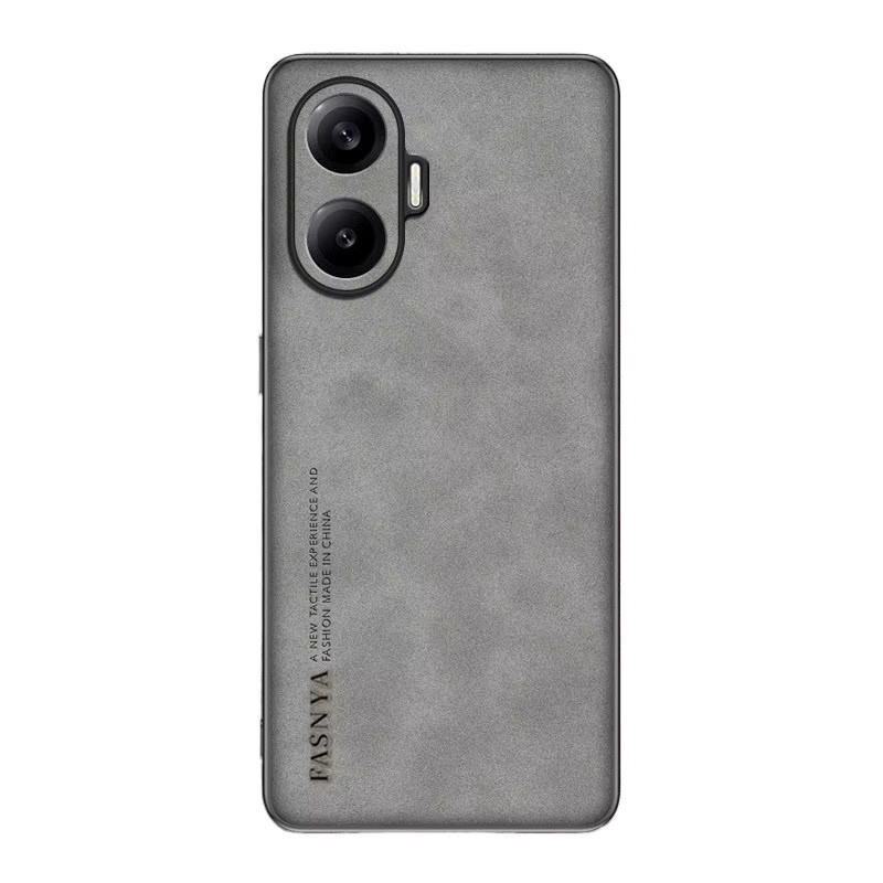 Lammfell Leder Schutzhülle für Xiaomi Redmi Turbo 4 Pro, Turbo 4 und Turbo 3 in Grau - Bild 4