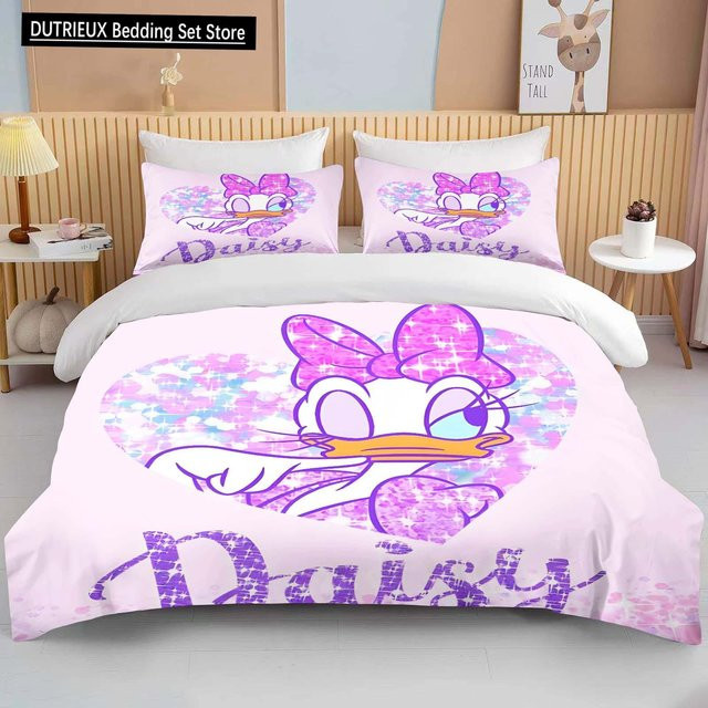 Disney Donald und Daisy Duck Bettwäsche-Set aus Mikrofaser in Pink, bestehend aus Bettbezug und Kissenbezug, B/H: 140 x 200 cm - Bild 1