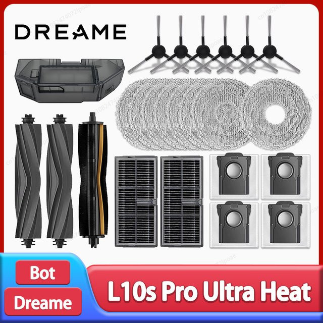 Dreame Ersatzteil-Set für L10s Pro Ultra Heat und X30 Ultra Robotstaubsauger mit Hauptbürste, Mopptüchern, HEPA-Filter und Staubbeuteln in Grau - Bild 1