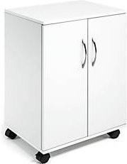 Moderner Bürowagen in Weiß mit Flügeltüren und Rollen für Home-Office und professionelle Nutzung, B/T/H: 72 x 40 x 53 cm - Bild 1