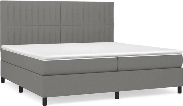 vidaXL Boxspringbett Hybrid mit Matratze und Taschenfederkern in Grau, B/T/H: 203 x 203 x 118 cm - Bild 1