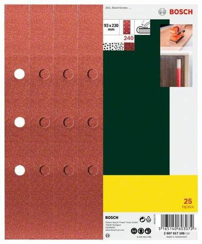 Bosch Schleifblatt-Set für Schwingschleifer, 25 Stück, Körnung 240, B: 9,3 cm, L: 23,0 cm - Bild 1