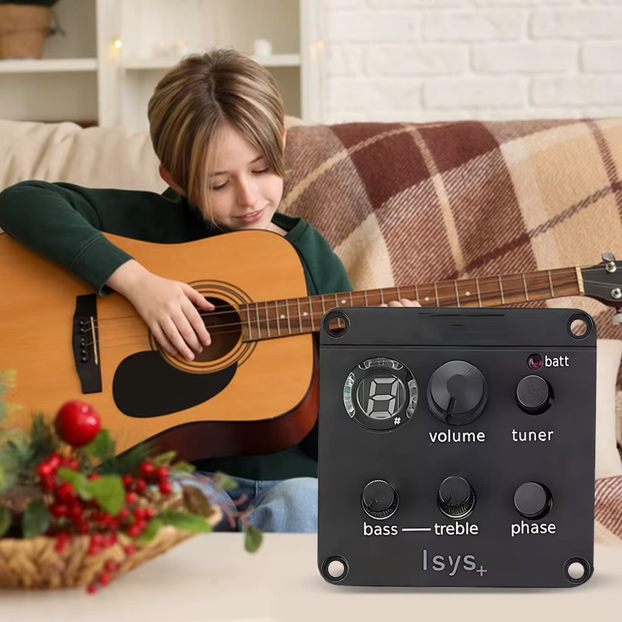 Fishman ISYS+ Akustikgitarren-Tonabnehmer mit integriertem Vorverstärkersystem und EQ-Tuner in Schwarz - Bild 2