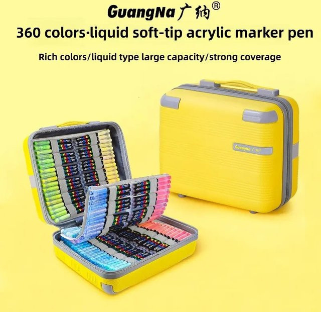 GUANGNA Acrylmarker mit Pinselspitze in 12 Farben für DIY-Handwerk auf Holz, Leinwand und Felsmalerei - Bild 1