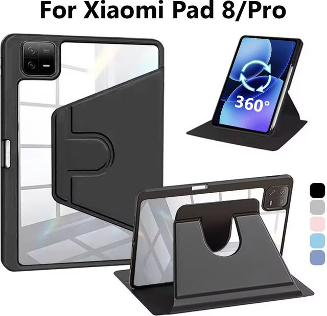 Xiaomi Pad 8 11,2 Zoll 2025 Transparente 360 Grad Drehbare Acryl-Hülle mit Stiftschlitz und Stoßfestem Schutz - Bild 1