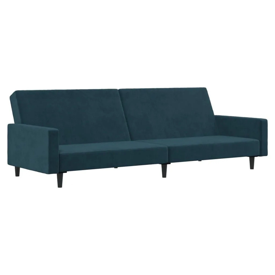 vidaXL Schlafsofa 2-Sitzer Click-Clack aus blauem Samt mit Massivholzrahmen - Bild 2