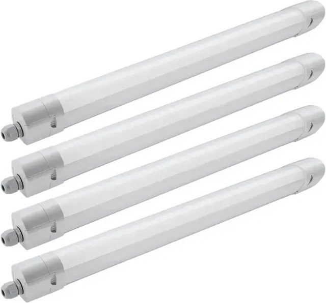 ENOVALITE LED Feuchtraumleuchte 4er-Set, Osram Netzteil, 50W, 6000Lm, 4000K Neutralweiß, IP65, Durchschleifbar, Weiß/Grau, 150cm - Bild 1
