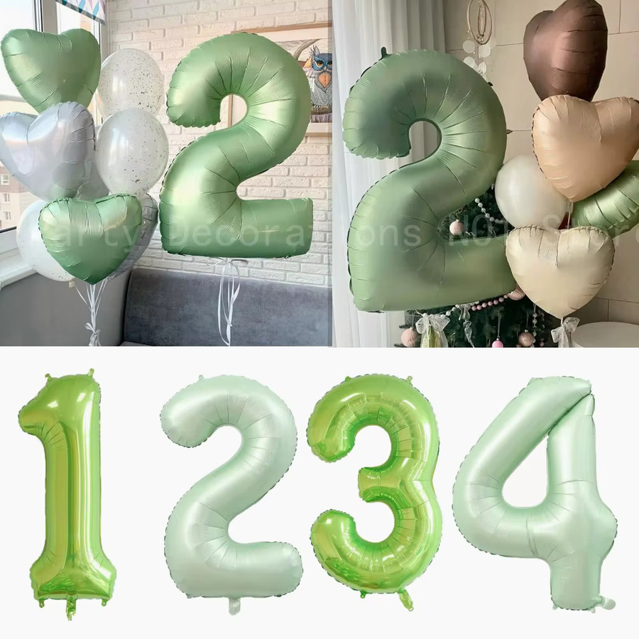 KUKUZHU Riesige Folienballons in Form von Zahlen, 101,6 cm, Olivgrün, Heliumtauglich für Geburtstag und Babyparty - Bild 1